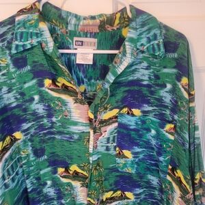 Vintage Hawaiian Shirt by Untied - flowy blue and green